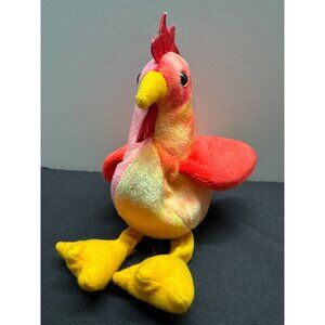 Ty Beanie Babies Strut Rooster Plush Toy 1996 Collectible Multicolor Polyester N
